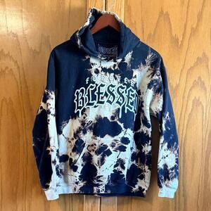 Popular Poison Black Label Forever Blessed Bleach Dye Gothic Cross Hoodie Medium